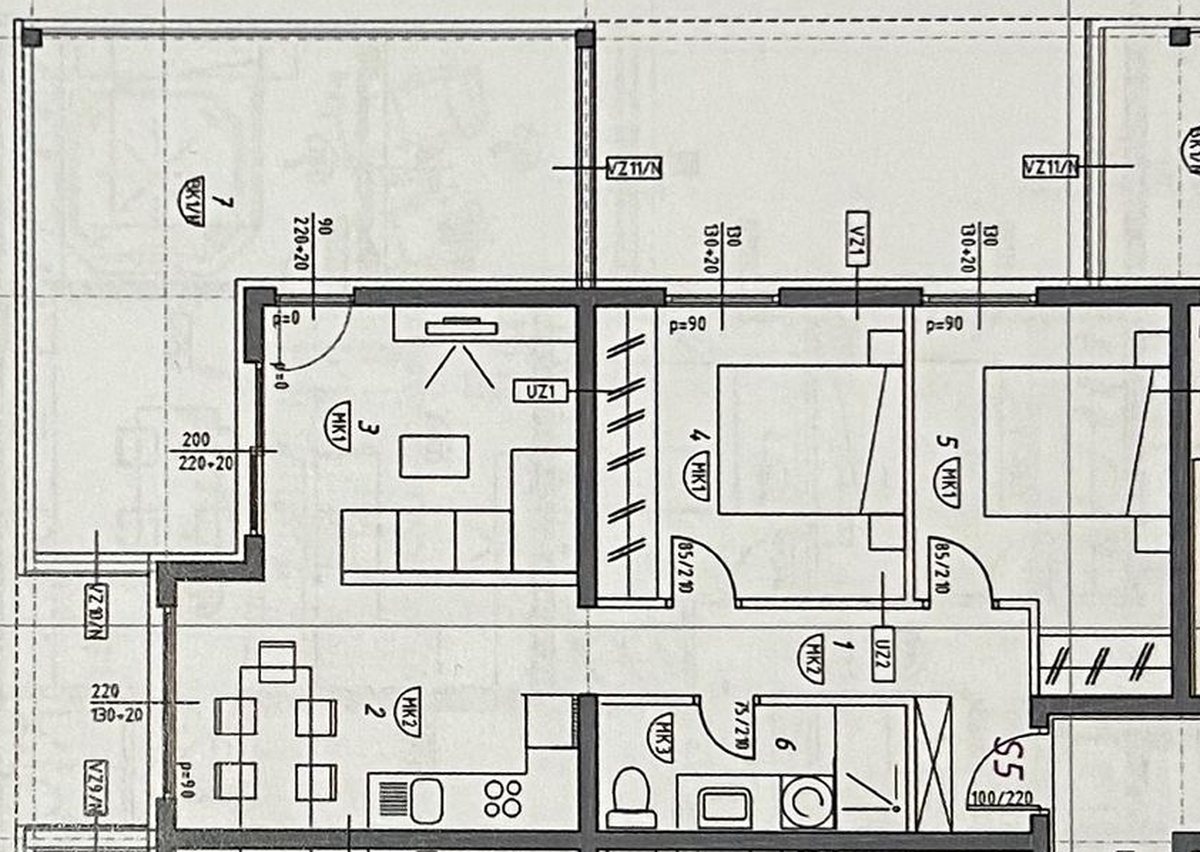 Vorher: kopierter Grundriss aus der Bauakte